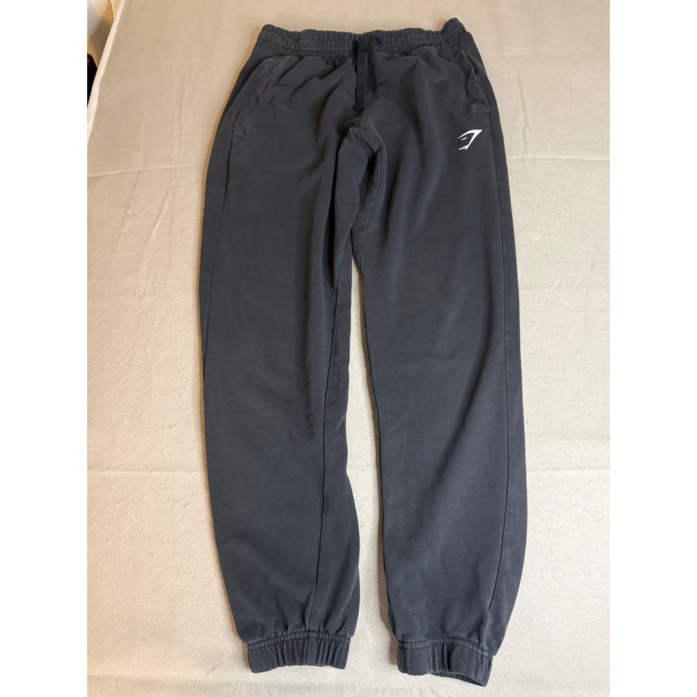 Gymshark Crest Joggers Mens Medium Black Sweatpants Athletic Gym Pants A2A7T